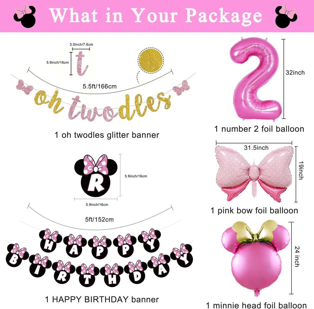 Minnie-Inspired “Oh Twodles” 2nd Birthday Party Decoration Kit