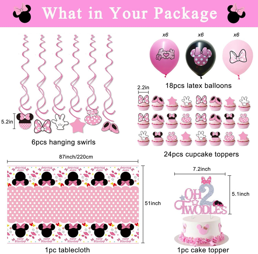 Minnie-Inspired “Oh Twodles” 2nd Birthday Party Decoration Kit