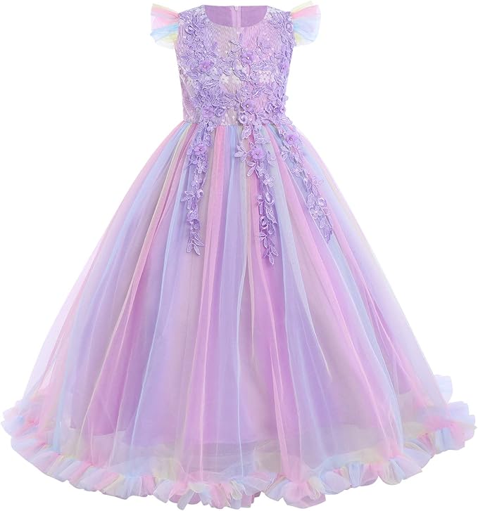 Purple Rainbow Party Dress Size 9-10
