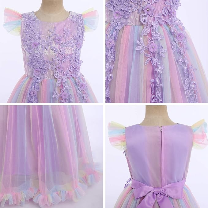 Purple Rainbow Party Dress Size 9-10